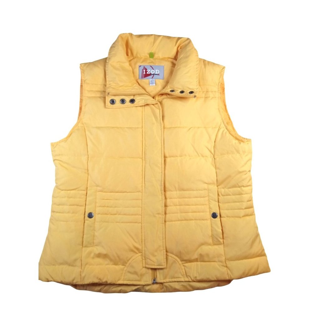 Izod Puff Vest Yellow Size Large PerformX Women Pocket Zip Down Feather